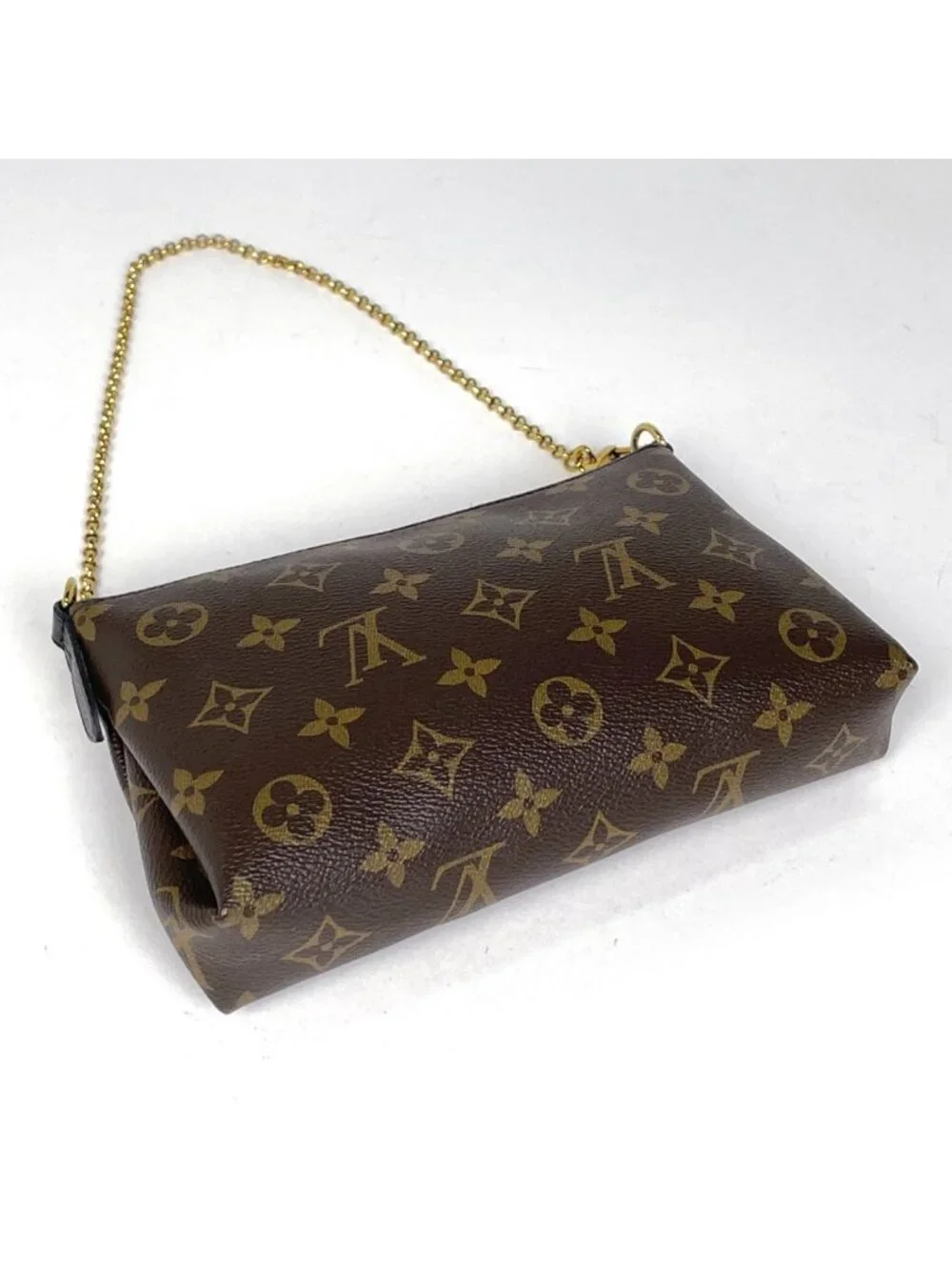 Louis Vuitton Pallas Clutch 2-Way Handbag Monogram Brown Noir